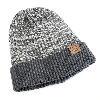 Winter Knitted Hat – Unisex Two-Tone Bucket Cap With Fur Lined Beanie For Men & Women - ZOOMNSTORE