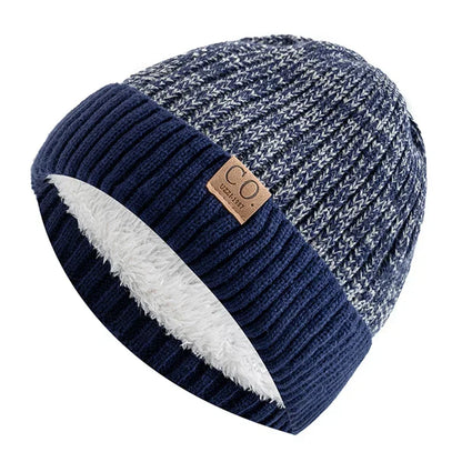 Winter Knitted Hat – Unisex Two-Tone Bucket Cap With Fur Lined Beanie For Men & Women - ZOOMNSTORE
