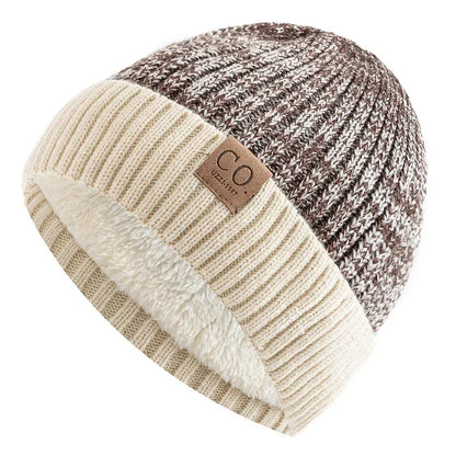 Winter Knitted Hat – Unisex Two-Tone Bucket Cap With Fur Lined Beanie For Men & Women - ZOOMNSTORE