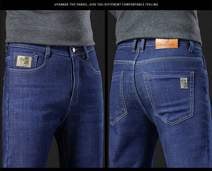 Winter Lamb Fluff Denim Straight Pants Men Thicken Big Size 40 Jeans High Waist Stretch Jeansy Fleece Lined Warm Slim Vaqueros - ZOOMNSTORE