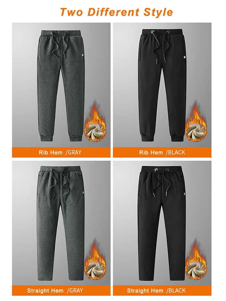 Winter Men's Sweatpants Thick Warm Fleece Joggers Sportswear Zip Pockets Cotton Casual Track Pants Plus Size 6XL 7XL 8XL - ZOOMNSTORE
