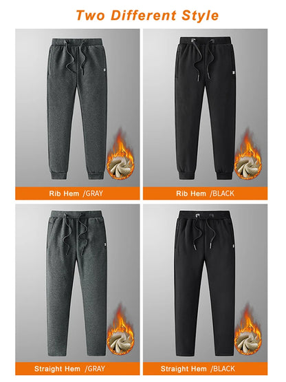 Winter Men's Sweatpants Thick Warm Fleece Joggers Sportswear Zip Pockets Cotton Casual Track Pants Plus Size 6XL 7XL 8XL - ZOOMNSTORE