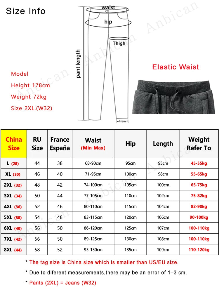 Winter Men's Sweatpants Thick Warm Fleece Joggers Sportswear Zip Pockets Cotton Casual Track Pants Plus Size 6XL 7XL 8XL - ZOOMNSTORE