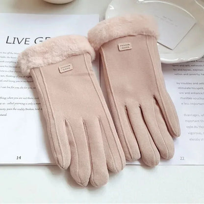 Winter Plush Gloves – Warm Suede Touchscreen Gloves Women for Cycling & Driving - ZOOMNSTORE