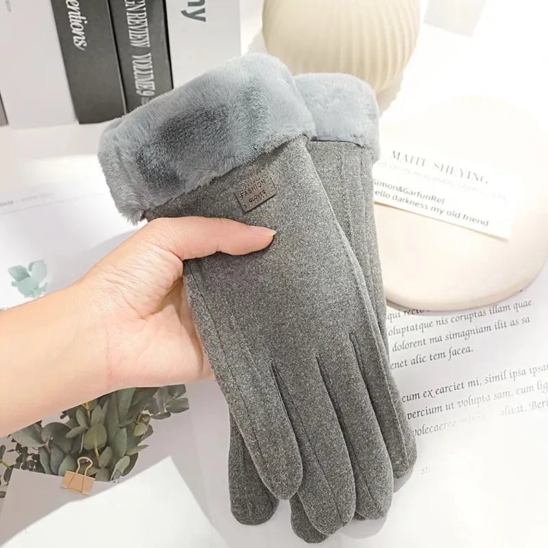 Winter Plush Gloves – Warm Suede Touchscreen Gloves Women for Cycling & Driving - ZOOMNSTORE