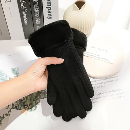 Winter Plush Gloves – Warm Suede Touchscreen Gloves Women for Cycling & Driving - ZOOMNSTORE