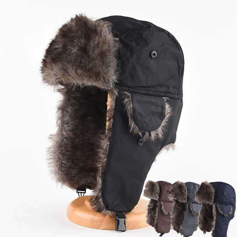 Winter Trapper Hat - Waterproof Ski Hat With Faux Fur Lined Ear Flap Cap - ZOOMNSTORE