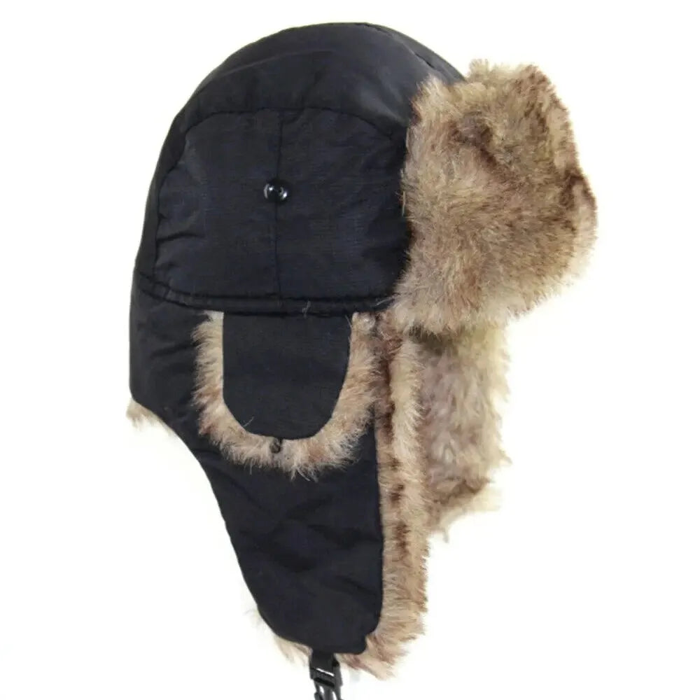 Winter Trapper Hat - Waterproof Ski Hat With Faux Fur Lined Ear Flap Cap - ZOOMNSTORE