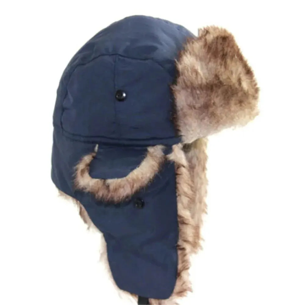 Winter Trapper Hat - Waterproof Ski Hat With Faux Fur Lined Ear Flap Cap - ZOOMNSTORE