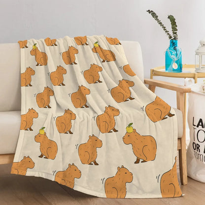 Fluffy Capybara Nap Blanket - Soft Microfiber Flannel Throw for Winter Camping - ZOOMNSTORE