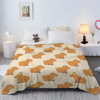 Fluffy Capybara Nap Blanket - Soft Microfiber Flannel Throw for Winter Camping - ZOOMNSTORE