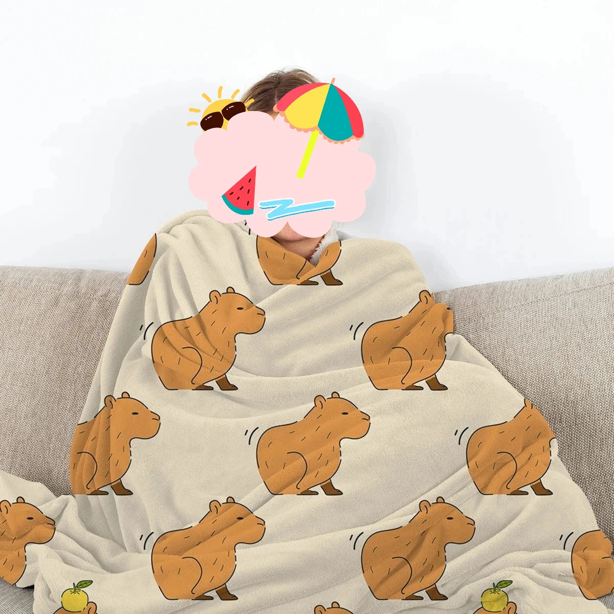 Fluffy Capybara Nap Blanket - Soft Microfiber Flannel Throw for Winter Camping - ZOOMNSTORE
