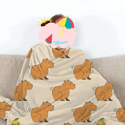 Fluffy Capybara Nap Blanket - Soft Microfiber Flannel Throw for Winter Camping - ZOOMNSTORE