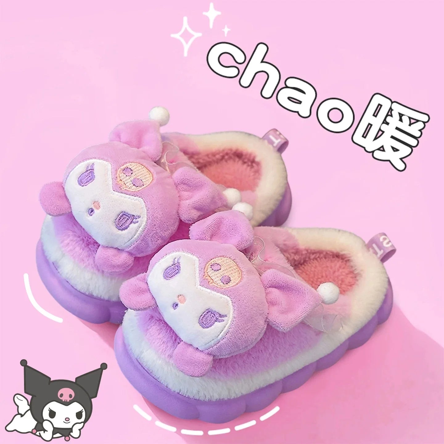 Winter Warm Cute Cartoon Indoor Mule Soft Non-slip Fluffy Slippers For Kids Teen Boys Girls Children Home Cotton Shoes Size 24-4 - ZOOMNSTORE