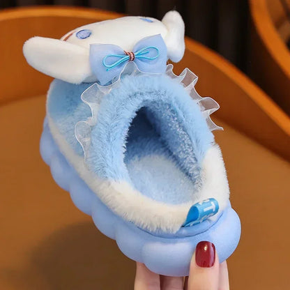 Winter Warm Cute Cartoon Indoor Mule Soft Non-slip Fluffy Slippers For Kids Teen Boys Girls Children Home Cotton Shoes Size 24-4 - ZOOMNSTORE
