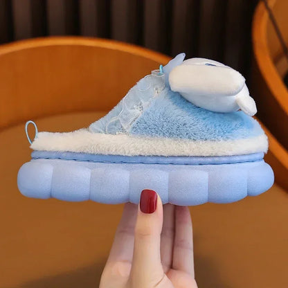 Winter Warm Cute Cartoon Indoor Mule Soft Non-slip Fluffy Slippers For Kids Teen Boys Girls Children Home Cotton Shoes Size 24-4 - ZOOMNSTORE