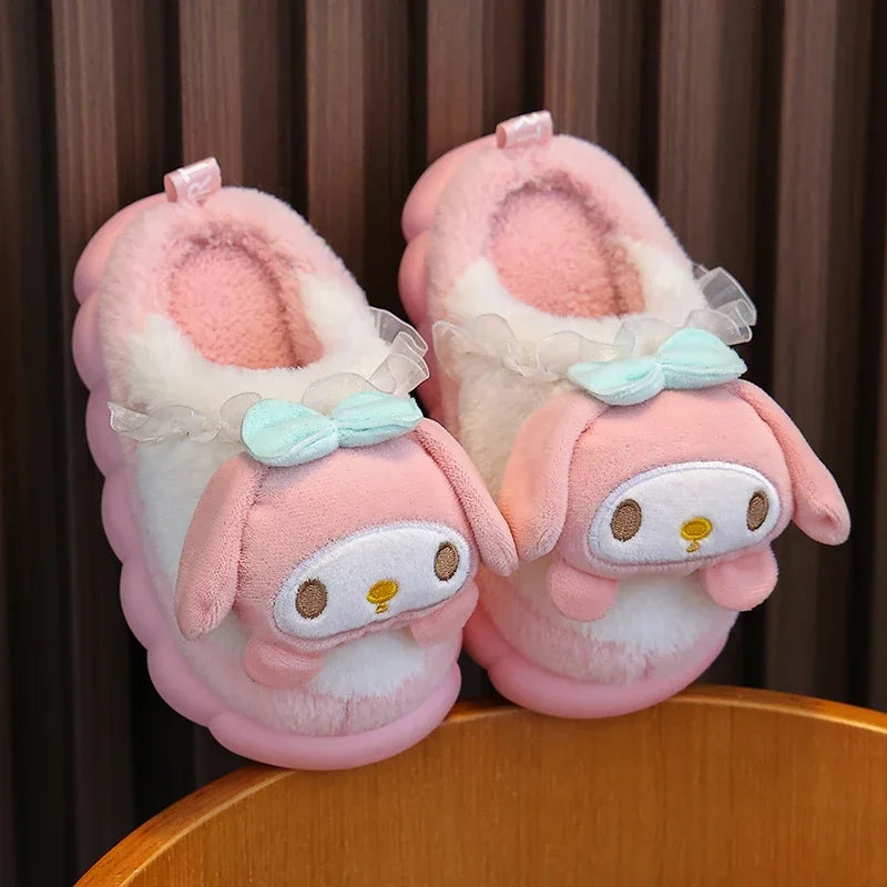 Winter Warm Cute Cartoon Indoor Mule Soft Non-slip Fluffy Slippers For Kids Teen Boys Girls Children Home Cotton Shoes Size 24-4 - ZOOMNSTORE