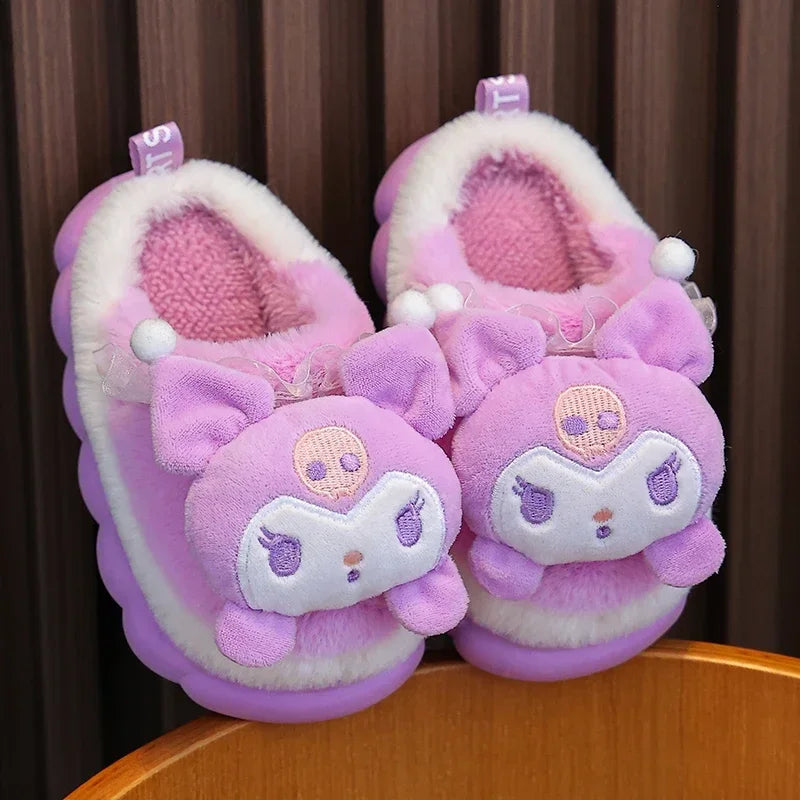 Winter Warm Cute Cartoon Indoor Mule Soft Non-slip Fluffy Slippers For Kids Teen Boys Girls Children Home Cotton Shoes Size 24-4 - ZOOMNSTORE