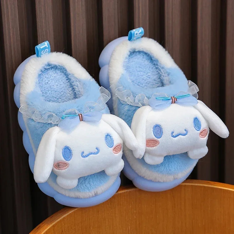 Winter Warm Cute Cartoon Indoor Mule Soft Non-slip Fluffy Slippers For Kids Teen Boys Girls Children Home Cotton Shoes Size 24-4 - ZOOMNSTORE