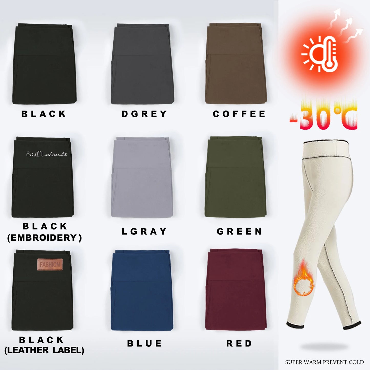 Winter Warm Leggings - High Waist Skinny Stretch Velvet Pants for Women - ZOOMNSTORE