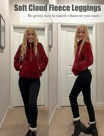 Winter Warm Leggings - High Waist Skinny Stretch Velvet Pants for Women - ZOOMNSTORE