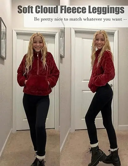 Winter Warm Leggings - High Waist Skinny Stretch Velvet Pants for Women - ZOOMNSTORE