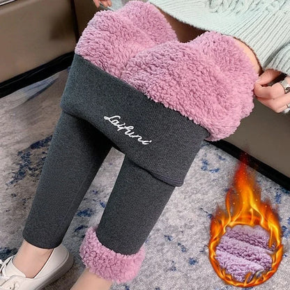 Winter Warm Leggings - Velvet Lined, Thick Fleece, High Waist Ankle Length Pants - ZOOMNSTORE