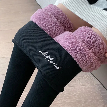 Winter Warm Leggings - Velvet Lined, Thick Fleece, High Waist Ankle Length Pants - ZOOMNSTORE