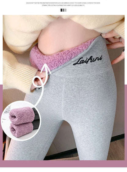 Winter Warm Leggings - Velvet Lined, Thick Fleece, High Waist Ankle Length Pants - ZOOMNSTORE