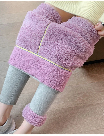 Winter Warm Leggings - Velvet Lined, Thick Fleece, High Waist Ankle Length Pants - ZOOMNSTORE