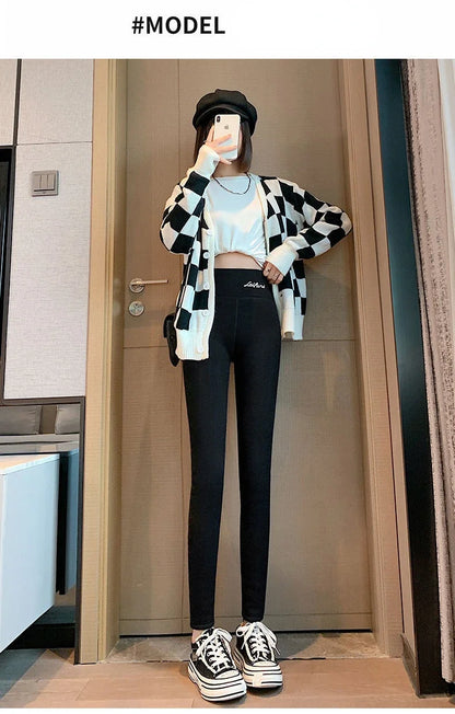Winter Warm Leggings - Velvet Lined, Thick Fleece, High Waist Ankle Length Pants - ZOOMNSTORE