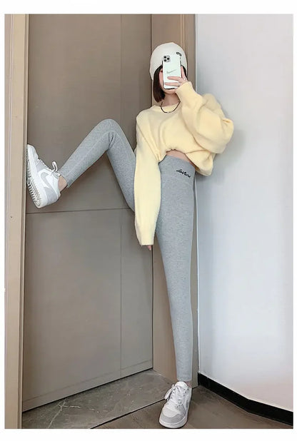 Winter Warm Leggings - Velvet Lined, Thick Fleece, High Waist Ankle Length Pants - ZOOMNSTORE
