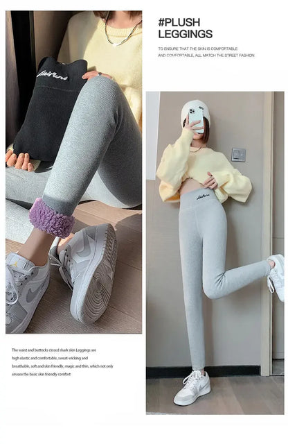 Winter Warm Leggings - Velvet Lined, Thick Fleece, High Waist Ankle Length Pants - ZOOMNSTORE