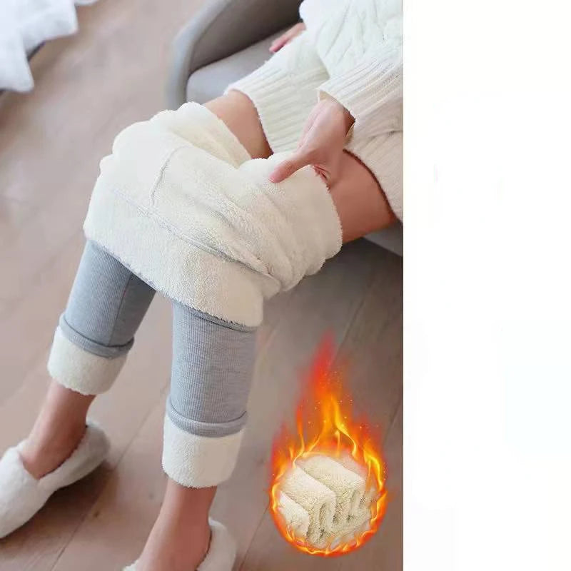 Winter Warm Leggings - Velvet Lined, Thick Fleece, High Waist Ankle Length Pants - ZOOMNSTORE