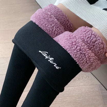 Winter Warm Leggings - Velvet Lined, Thick Fleece, High Waist Ankle Length Pants - ZOOMNSTORE