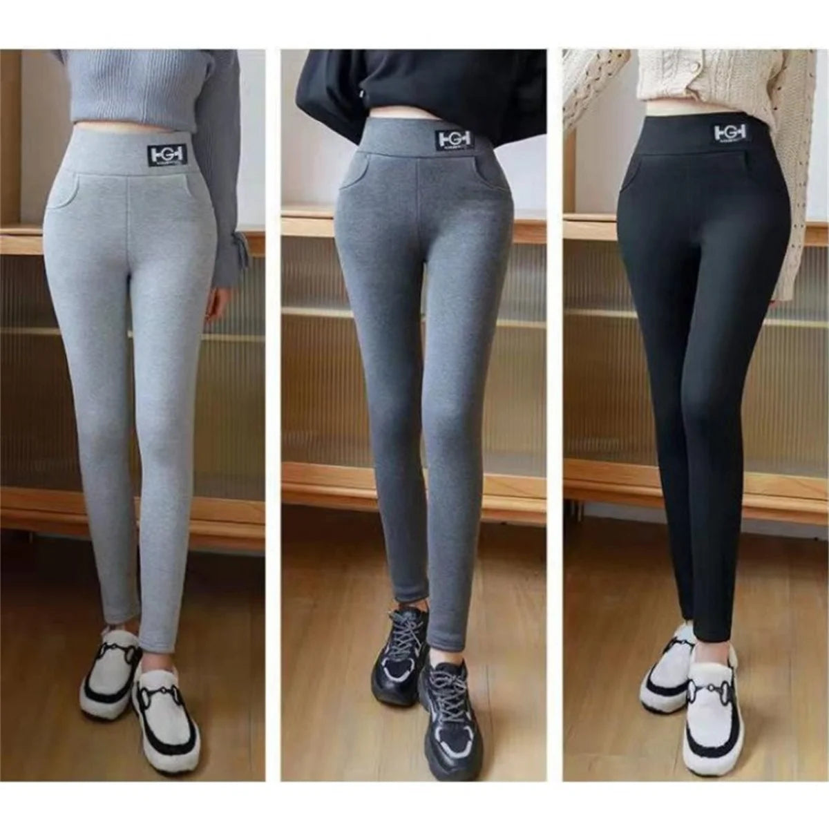 Winter Women Leggings - High Waist Warm Fleece Lined Thermal Pants With Butt Lift - ZOOMNSTORE