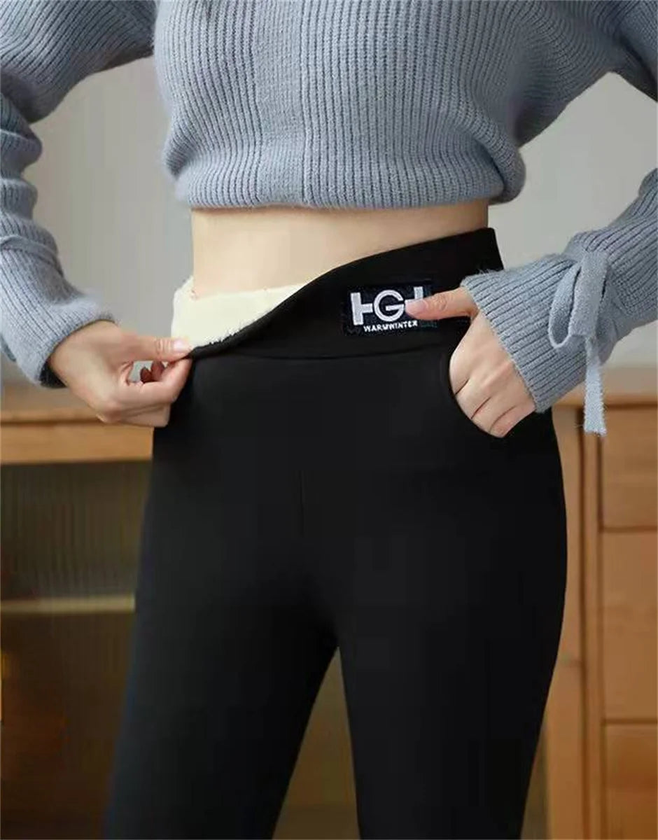 Winter Women Leggings - High Waist Warm Fleece Lined Thermal Pants With Butt Lift - ZOOMNSTORE