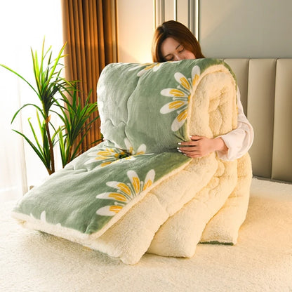 Winter Lamb Wool Blanket - Thick Printed Bedding for Dorms - ZOOMNSTORE
