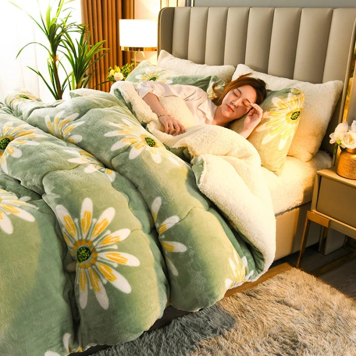 Winter Lamb Wool Blanket - Thick Printed Bedding for Dorms - ZOOMNSTORE