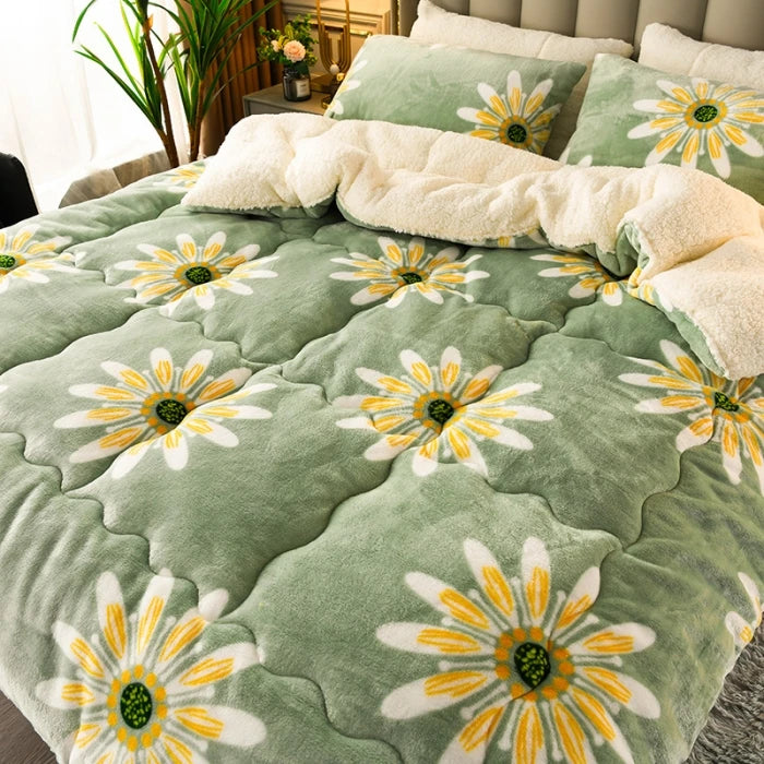 Winter Lamb Wool Blanket - Thick Printed Bedding for Dorms - ZOOMNSTORE