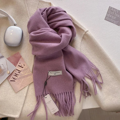 Luxury Wool Cashmere Scarf - Womens Warm Pashmina Shawl Wrap 2024 - ZOOMNSTORE