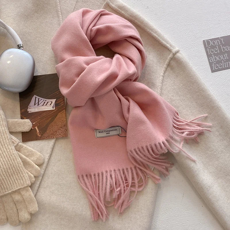 Luxury Wool Cashmere Scarf - Womens Warm Pashmina Shawl Wrap 2024 - ZOOMNSTORE