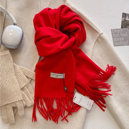 Luxury Wool Cashmere Scarf - Womens Warm Pashmina Shawl Wrap 2024 - ZOOMNSTORE