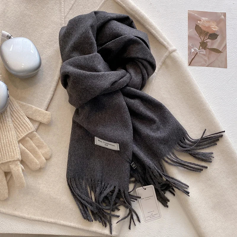 Luxury Wool Cashmere Scarf - Womens Warm Pashmina Shawl Wrap 2024 - ZOOMNSTORE