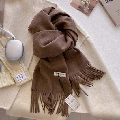 Luxury Wool Cashmere Scarf - Womens Warm Pashmina Shawl Wrap 2024 - ZOOMNSTORE