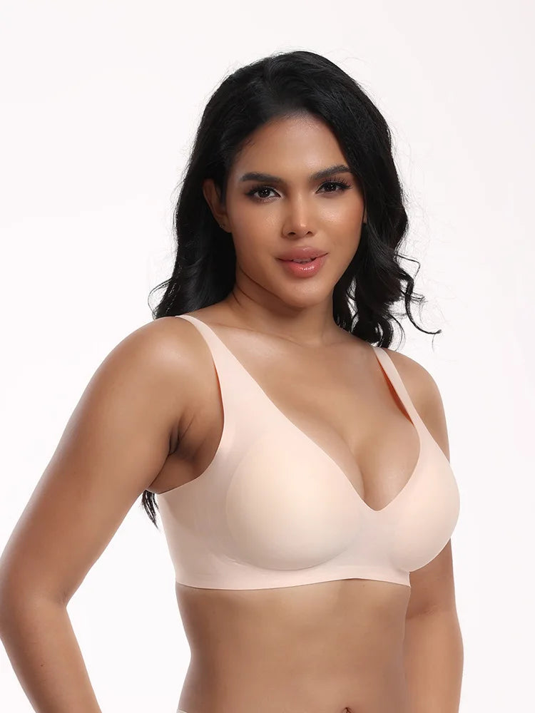 Wire Free Full Cup Bra | Soft Fabric Seamless Bra with Double Hook Back & Skin Friendly Comfort - ZOOMNSTORE