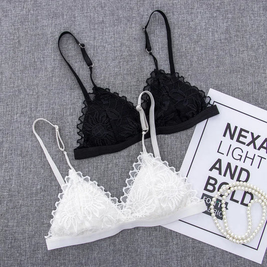 Women Sexy Lace Bra Wire Free Unpadded Lingerie Floral Lace Bralette Female Ultra Thin Sexy Brassiere Girls Underwear A/B Cup - ZOOMNSTORE