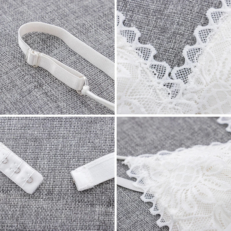 Women Sexy Lace Bra Wire Free Unpadded Lingerie Floral Lace Bralette Female Ultra Thin Sexy Brassiere Girls Underwear A/B Cup - ZOOMNSTORE