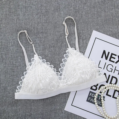 Women Sexy Lace Bra Wire Free Unpadded Lingerie Floral Lace Bralette Female Ultra Thin Sexy Brassiere Girls Underwear A/B Cup - ZOOMNSTORE