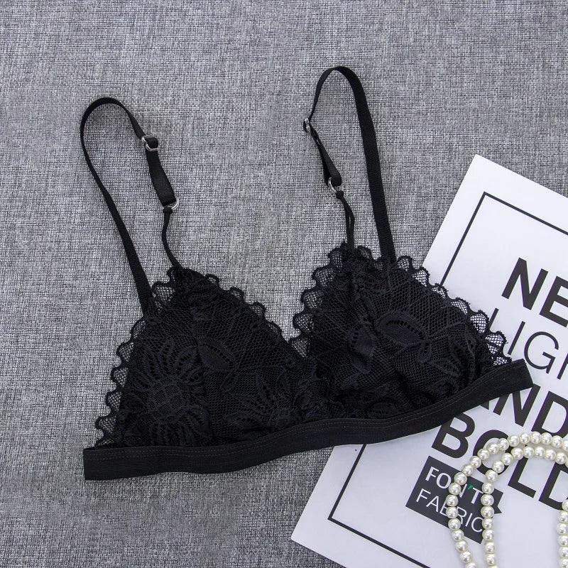 Women Sexy Lace Bra Wire Free Unpadded Lingerie Floral Lace Bralette Female Ultra Thin Sexy Brassiere Girls Underwear A/B Cup - ZOOMNSTORE